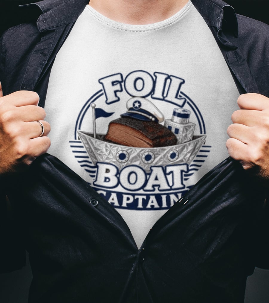 Foil Boat Captain Barbecue Smoker BBQ Brisket T-Shirt
