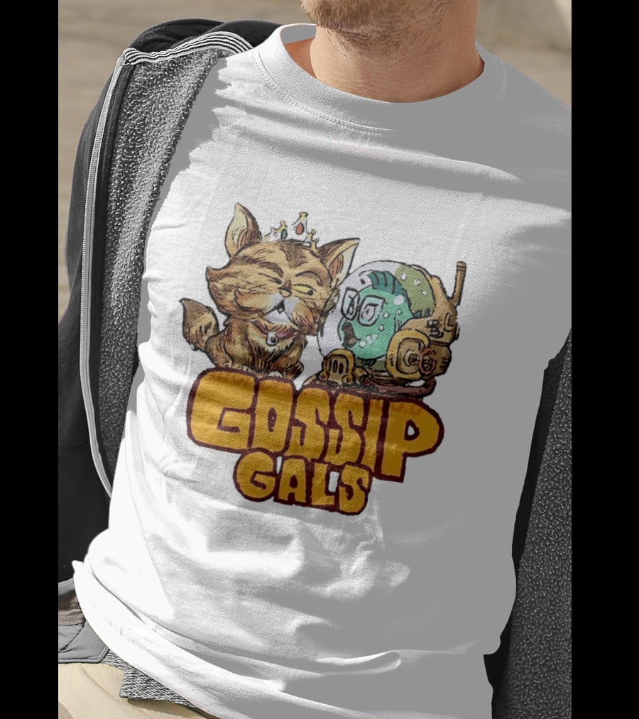 Gossip Gals Royal Cat With Crown And Fish In Astronaut Helmet T-Shirt