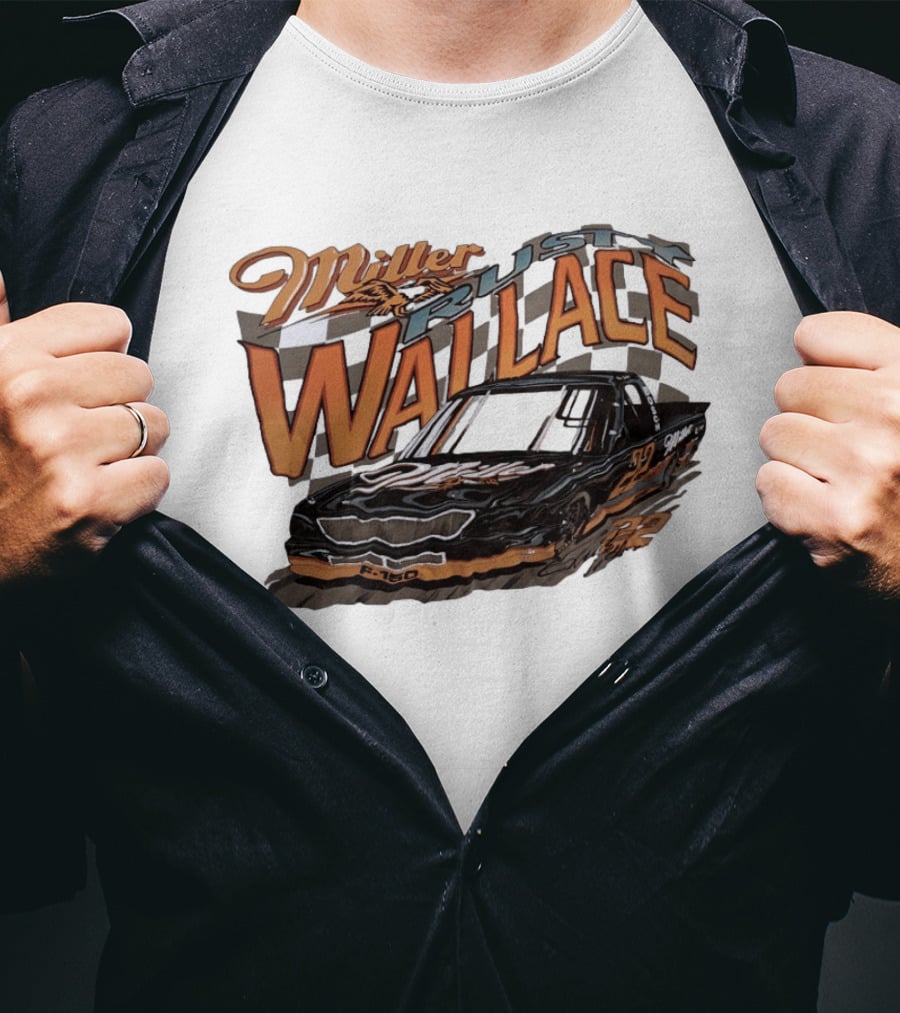 Rusty Wallace Miller F 150 22 NASCAR Racing Race Car Checkered Flag T-Shirt