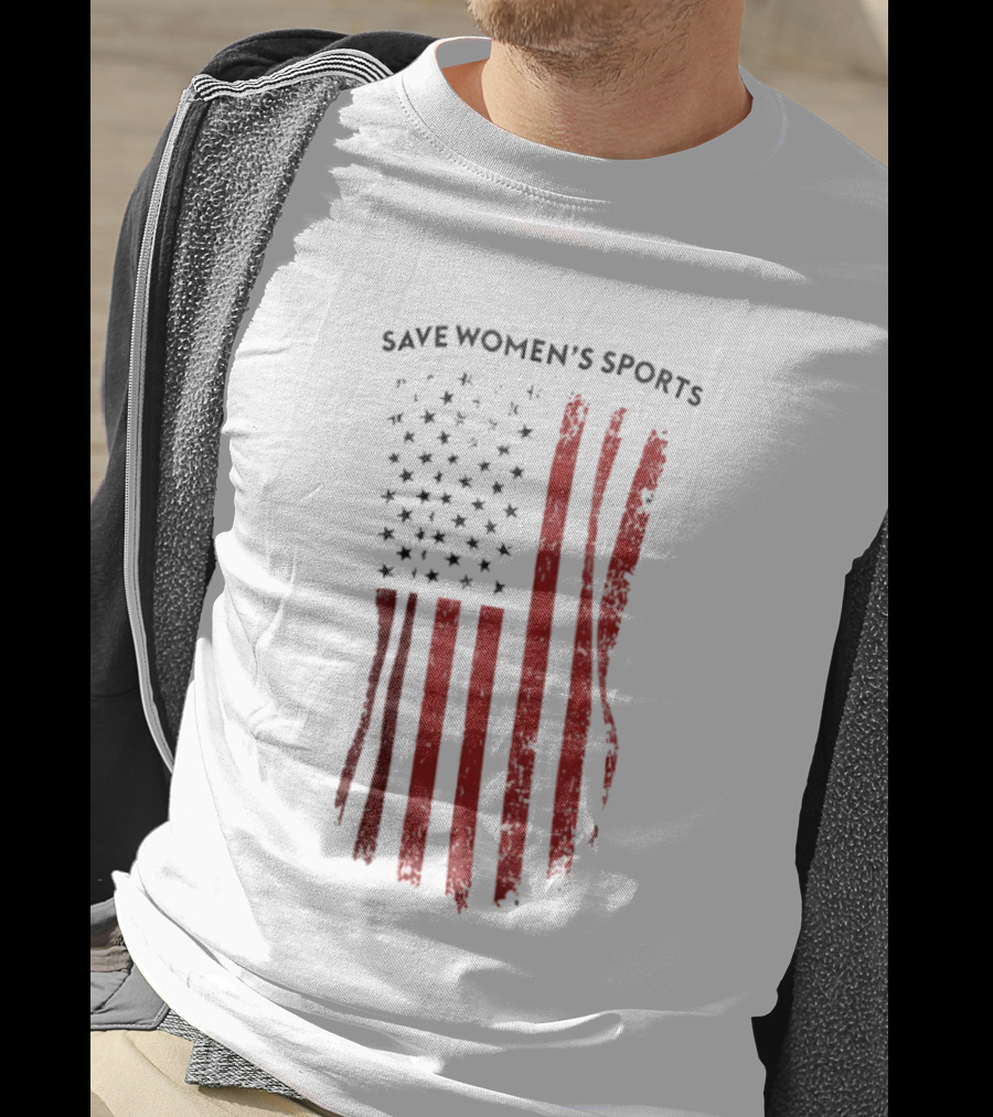 Save Women's Sports Red American Flag Stripes T-Shirt