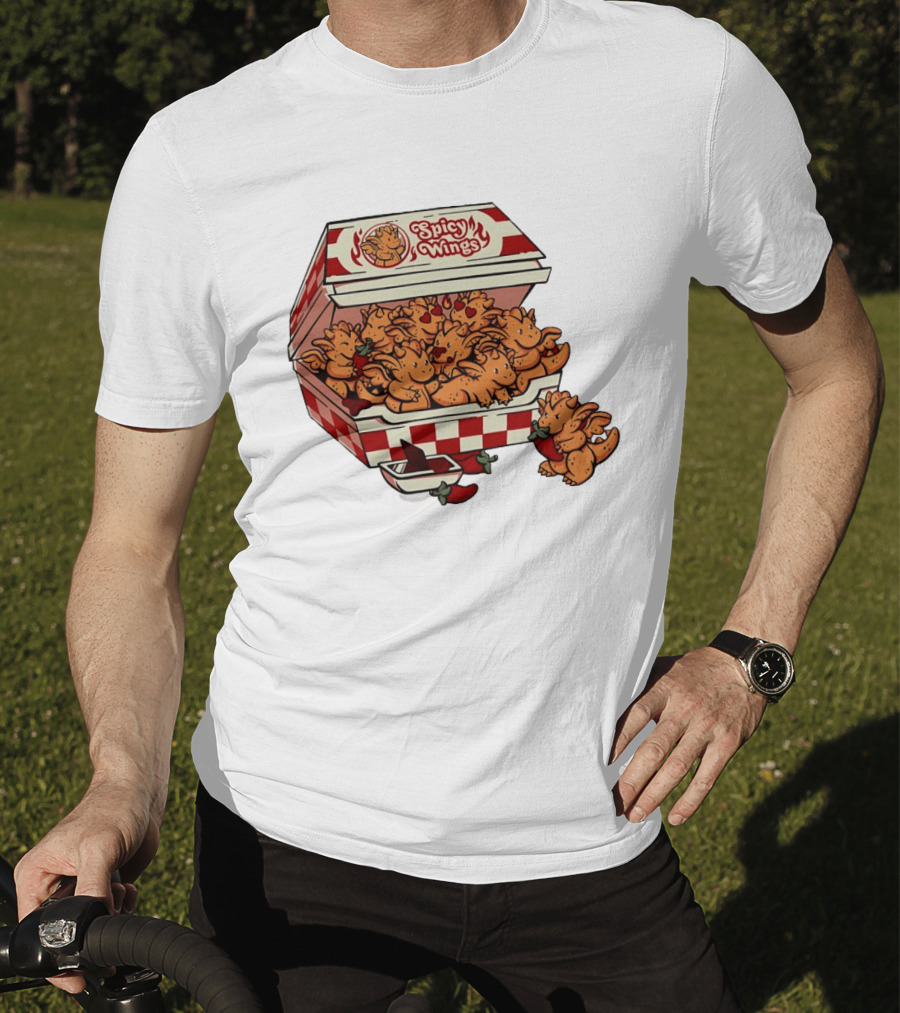 Spicy Wings Box Full Of Cute Dragons With Peppers And Hearts T-Shirt