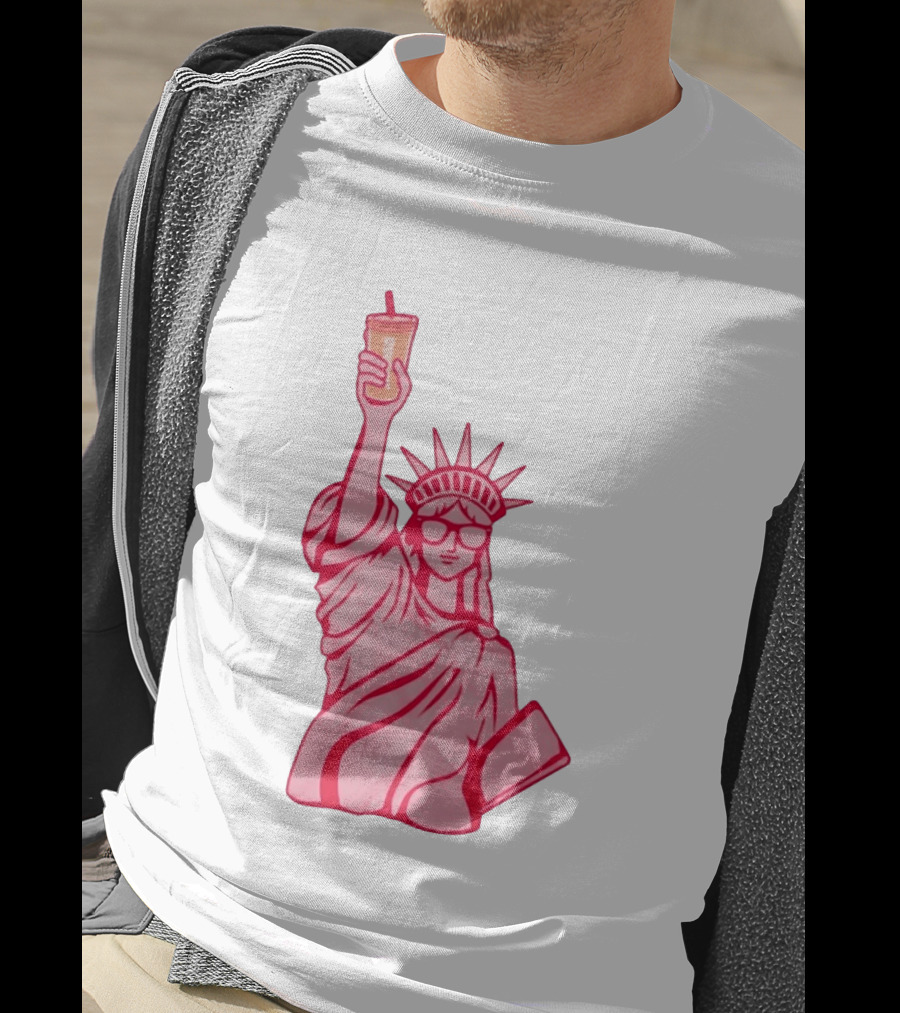 Statue Of Liberty Sunglasses Iced Drink T-Shirt