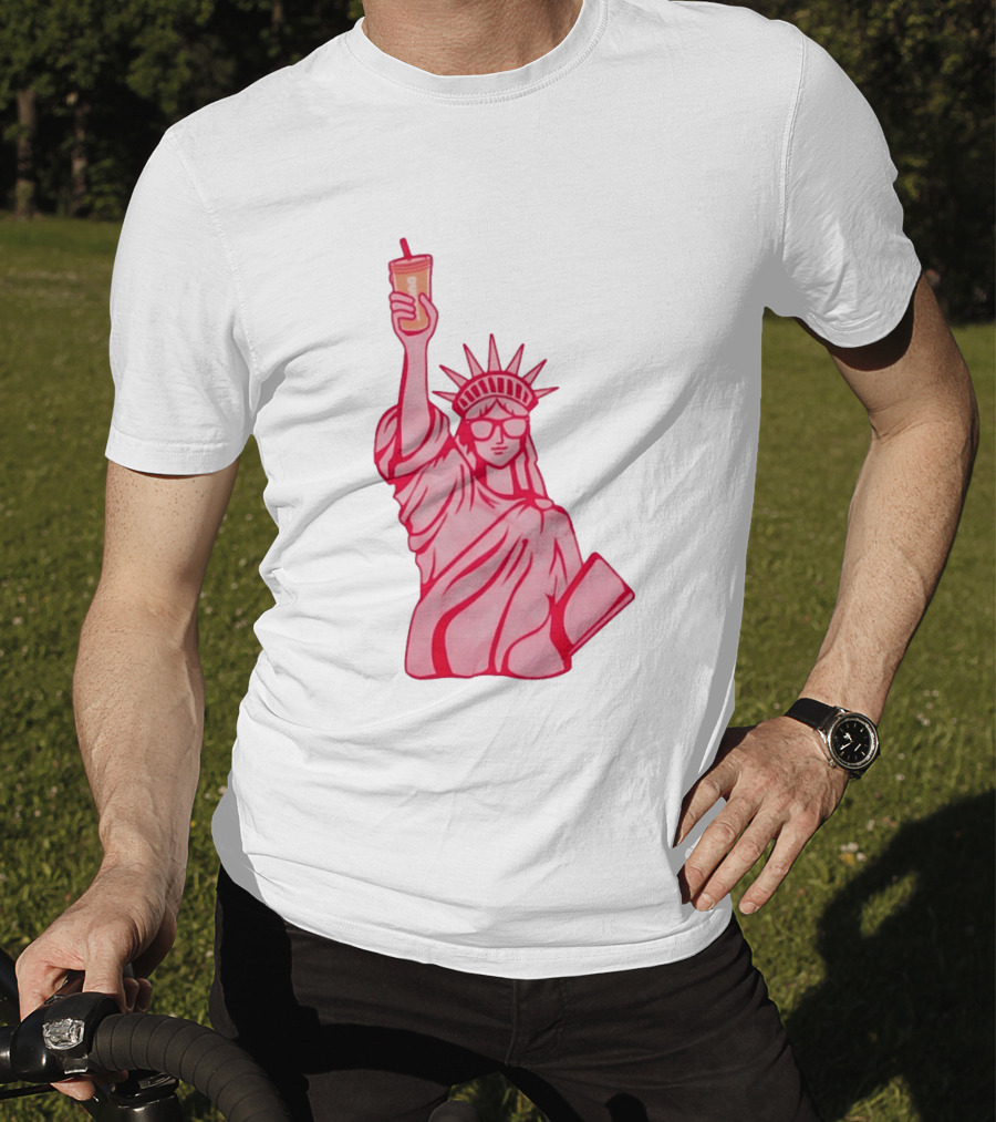 Statue Of Liberty Sunglasses Iced Drink T-Shirt