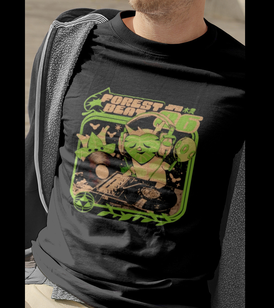 Forest Beat 06 Japan Music Vinyl Leaves Green Mask T-Shirt