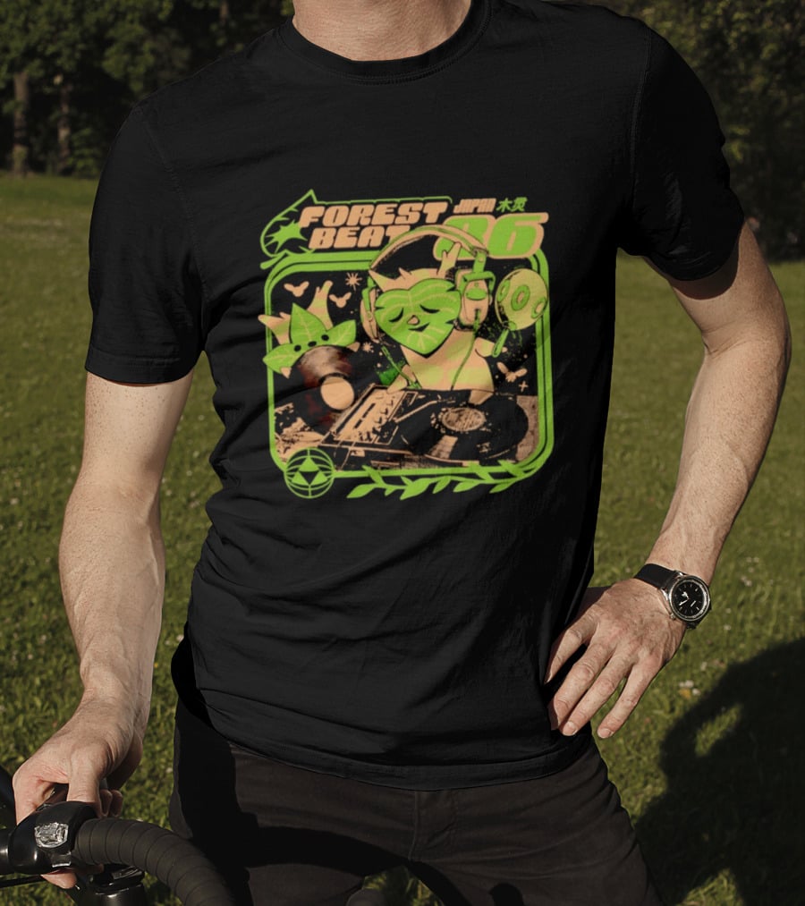 Forest Beat 06 Japan Music Vinyl Leaves Green Mask T-Shirt