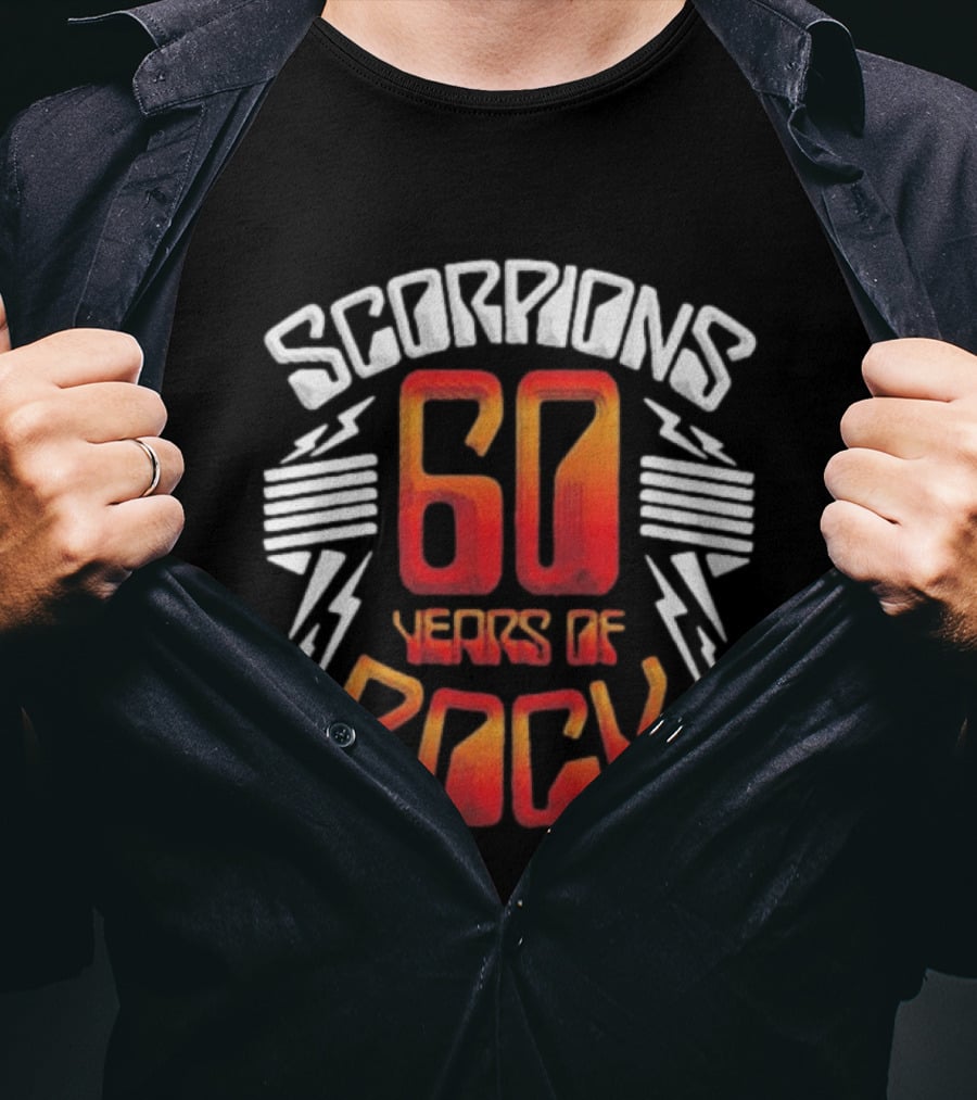 Scorpions 60 Years Of Rock Scorpions Rock Zone Membership Anniversary Celebration Lightning T-Shirt