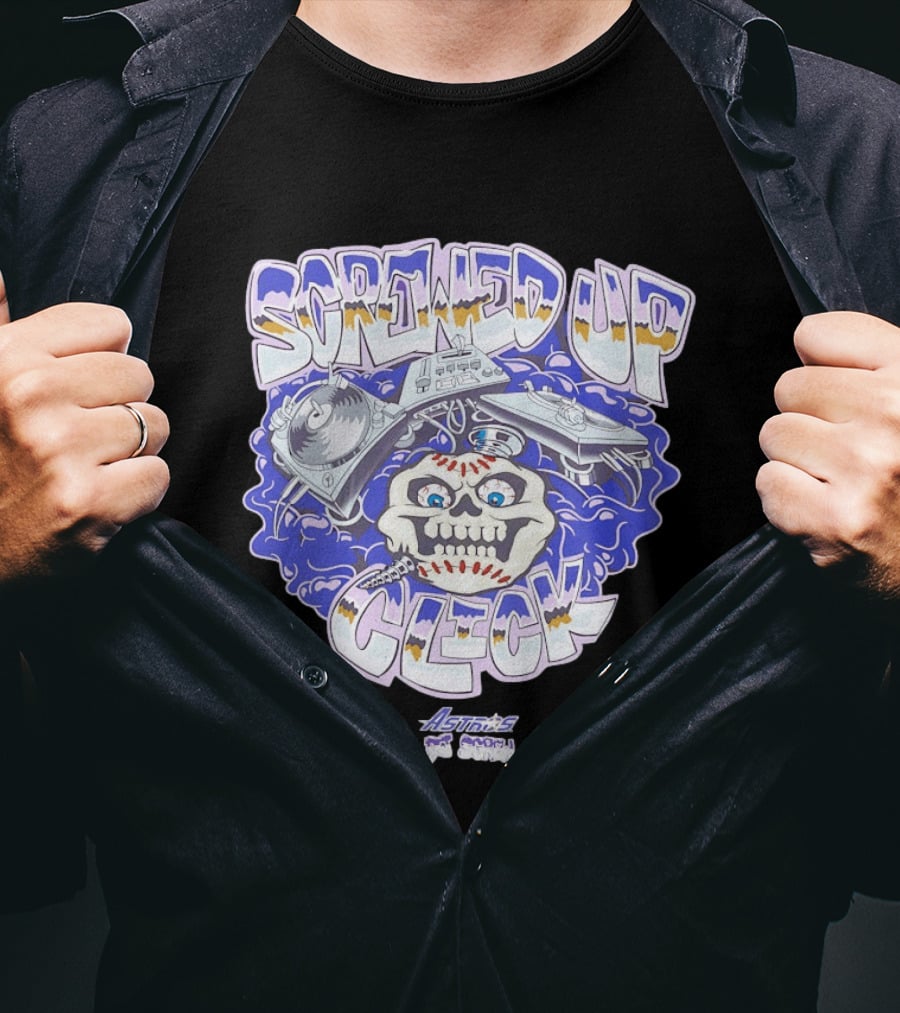 Screwed Up Click Skull DJ Houston Astros Mashup Visual T-Shirt