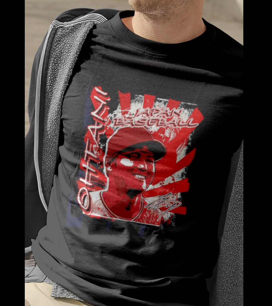Japan Baseball Shohei Ohtani MLB International Red White Sunburst T-Shirt