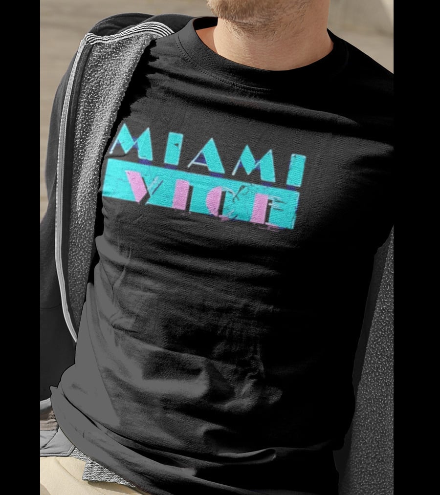 MIAMI VICE Retro Neon Blue Pink Aesthetic T-Shirt