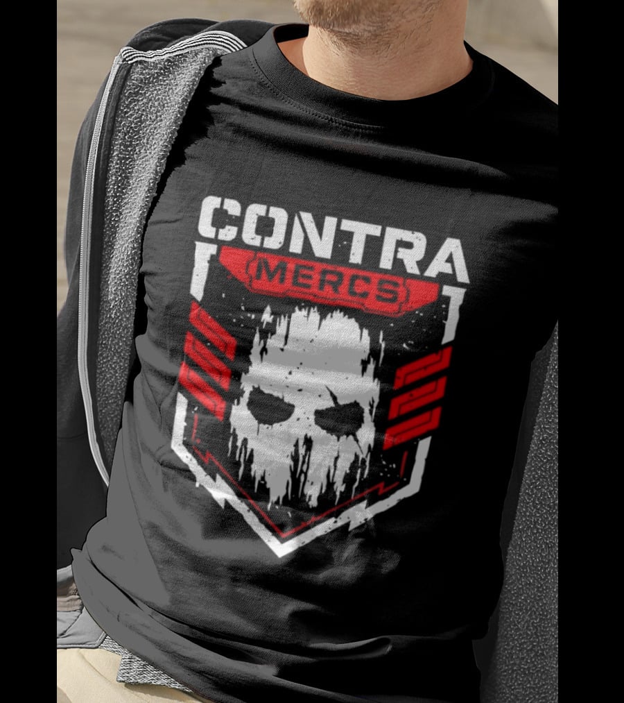 MLW Contra Mercs Skull Emblem Red Stripes T-Shirt