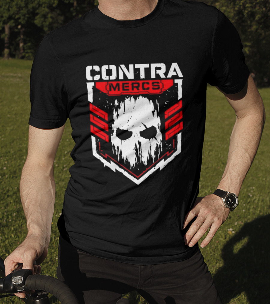 MLW Contra Mercs Skull Emblem Red Stripes T-Shirt