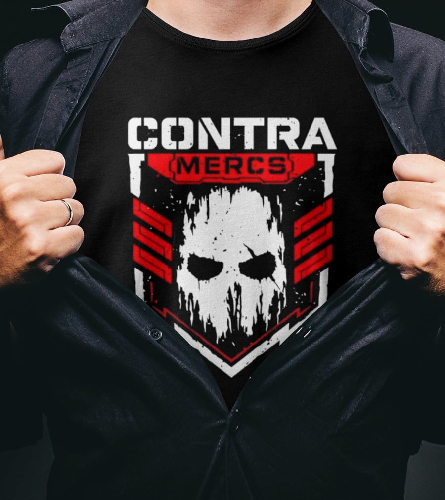 MLW Contra Mercs Skull Emblem Red Stripes T-Shirt