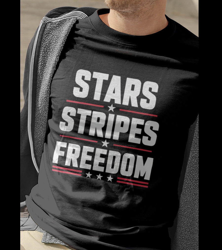 Stars Stripes Freedom Patriotic American Independence Day Fourth Of July T-Shirt