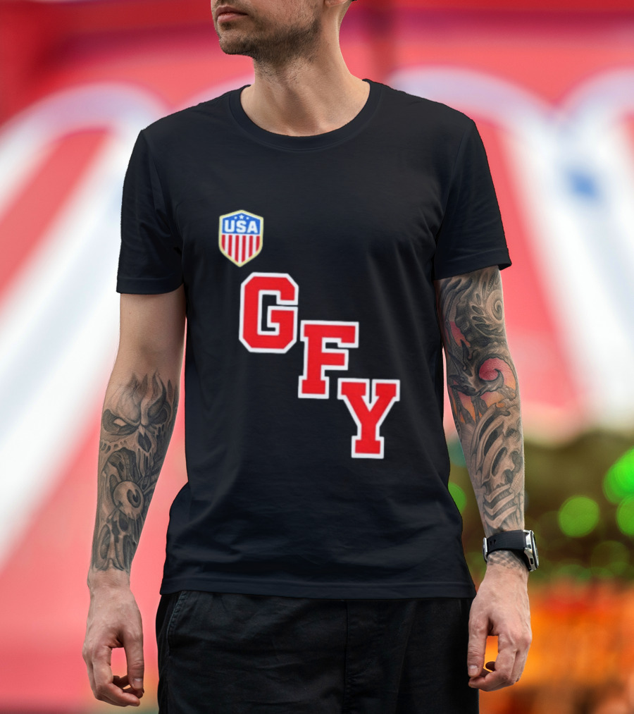 GFY USA Team Red Lettering And Shield T-Shirt