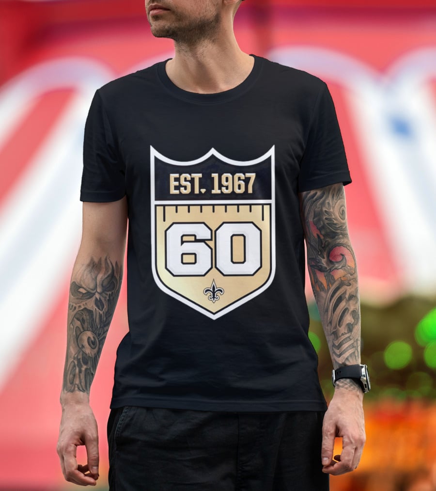 New Orleans Saints 60th Anniversary Est 1967 Fleur De Lis NFL Celebration T-Shirt