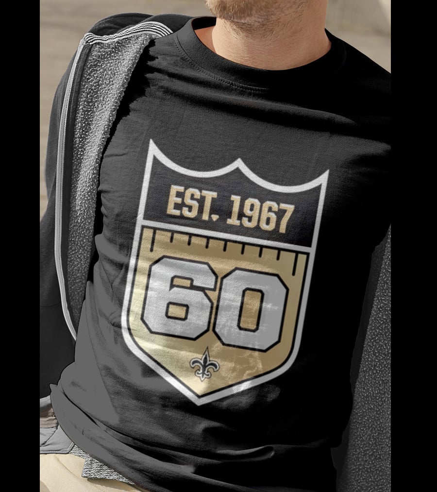 New Orleans Saints 60th Anniversary Est 1967 Fleur De Lis NFL Celebration T-Shirt