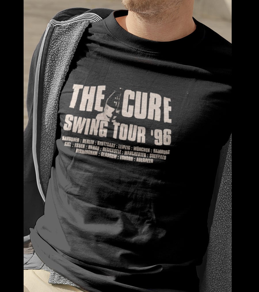 The Cure Swing Tour '96 European Cities Robert Smith Alternative Rock T-Shirt