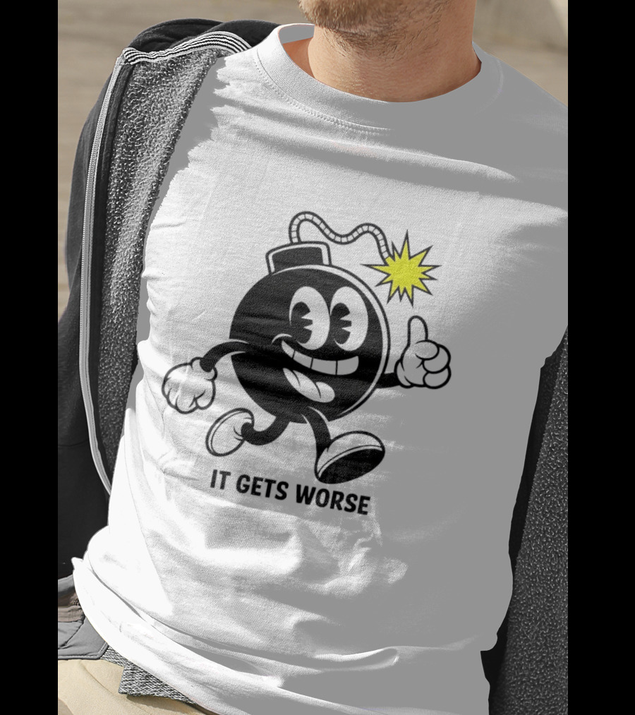 Bomb Walking Thumbs Up It Gets Worse Retro Cartoon T-Shirt