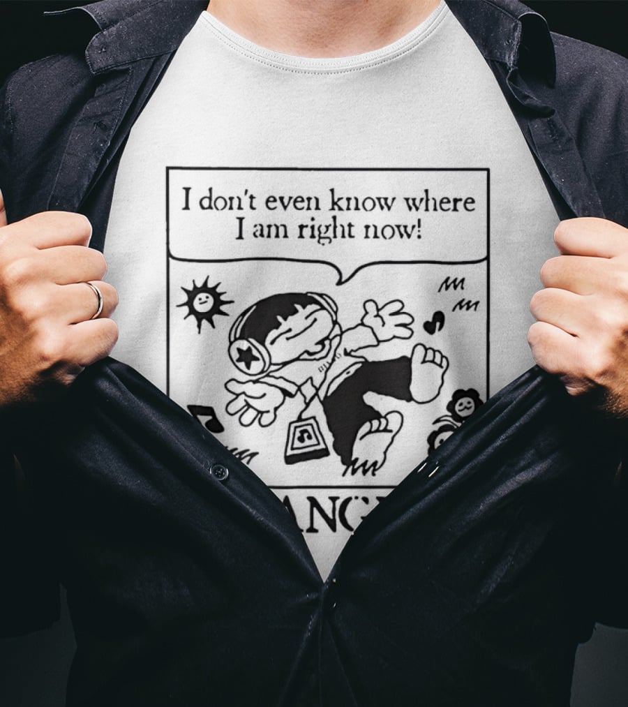 Los Angeles Cartoon Kid Floating Headphones I Don't Even Know Where I Am Right Now T-Shirt
