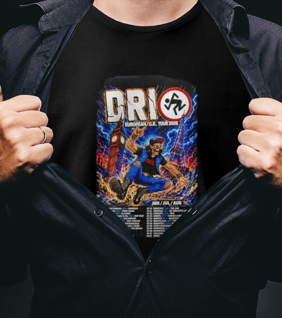 DRI European UK Tour 2026 Dirty Rotten Imbeciles Iconic Punk Artwork London Paris Venues Dates T-Shirt