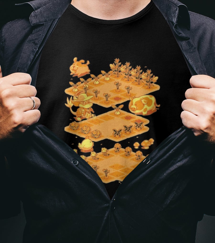 GDQ Happy Harvest Farm Simulation Cute Animals And Crops T-Shirt