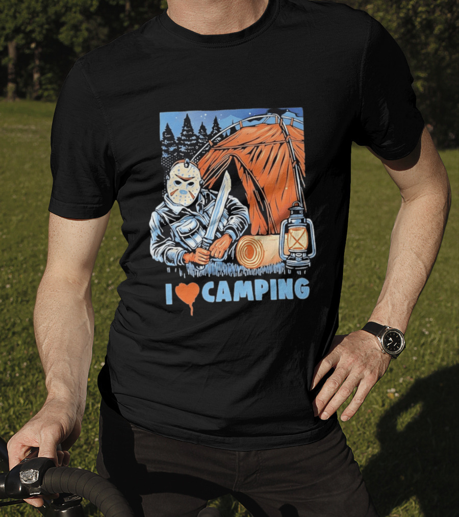 Jason Voorhees I Love Camping Knife Lantern Tent Iconic Horror T-Shirt