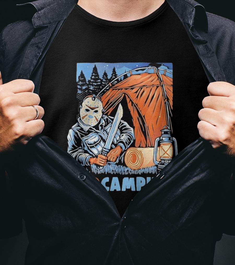 Jason Voorhees I Love Camping Knife Lantern Tent Iconic Horror T-Shirt