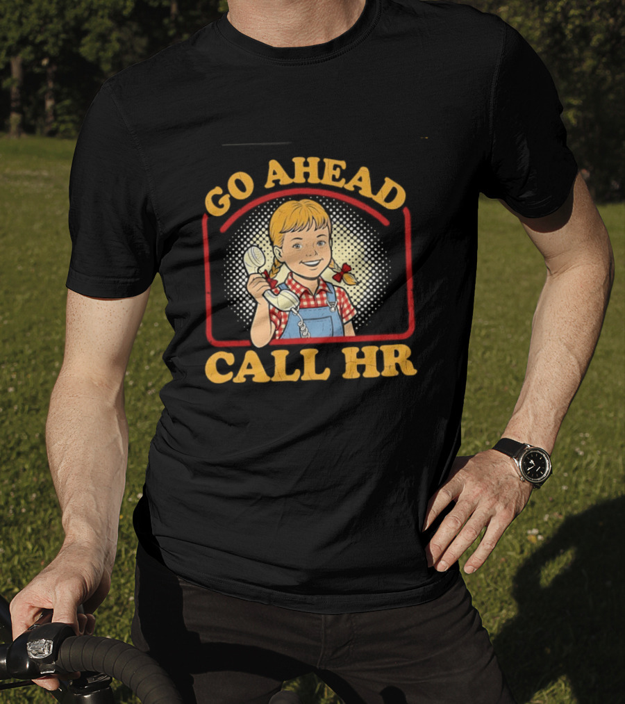 Go Ahead Call HR Funny Work Humor Overalls Checkered Girl T-Shirt
