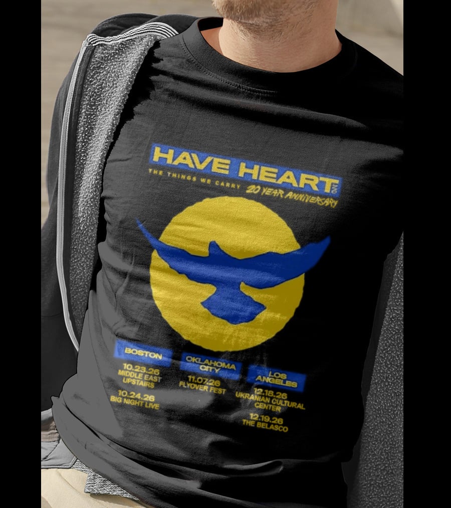 Have Heart The Things We Carry 20 Year Anniversary Tour Boston Philadelphia Los Angeles Bird T-Shirt