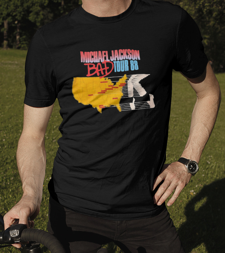 Michael Jackson BAD Tour 88 USA Map T-Shirt