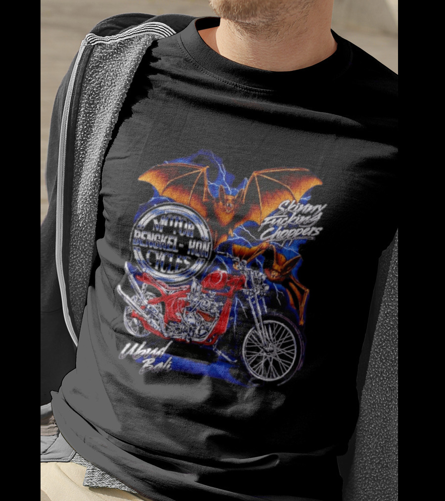 Jhon Cycles Motor Bengkel Skinny Choppers Ubud Bali Motorcycle With Bats T-Shirt