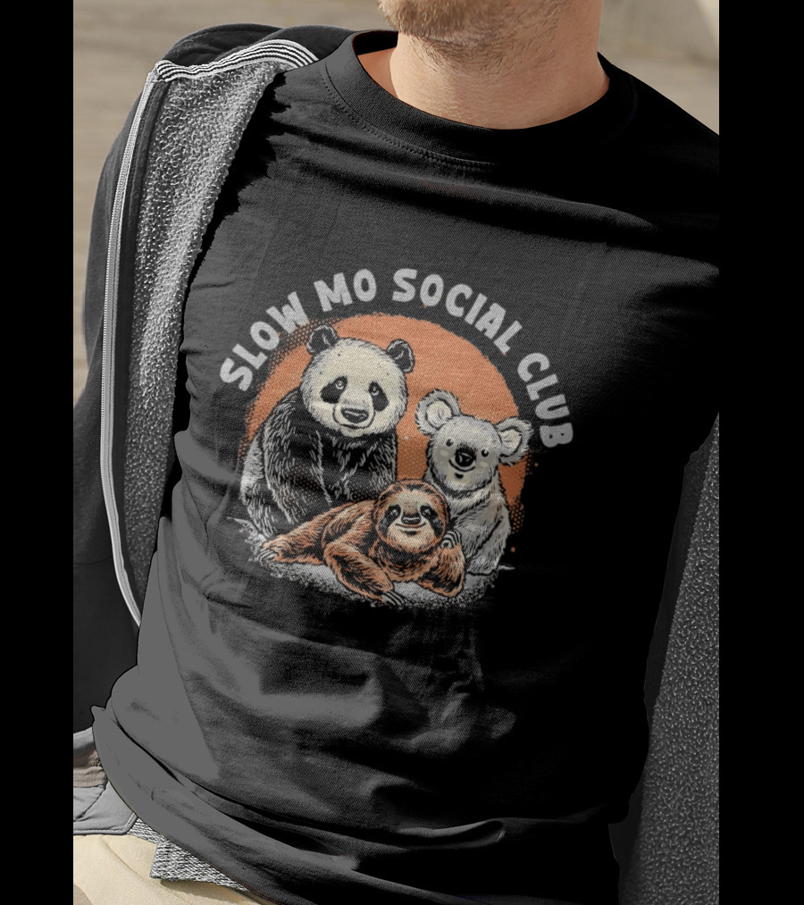 Panda Koala Sloth Slow Mo Social Club Fun Animal Trio T-Shirt