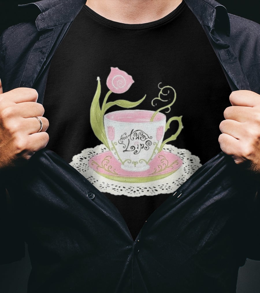 The Two Lips Teacup Floral Saucer Lace Doily T-Shirt