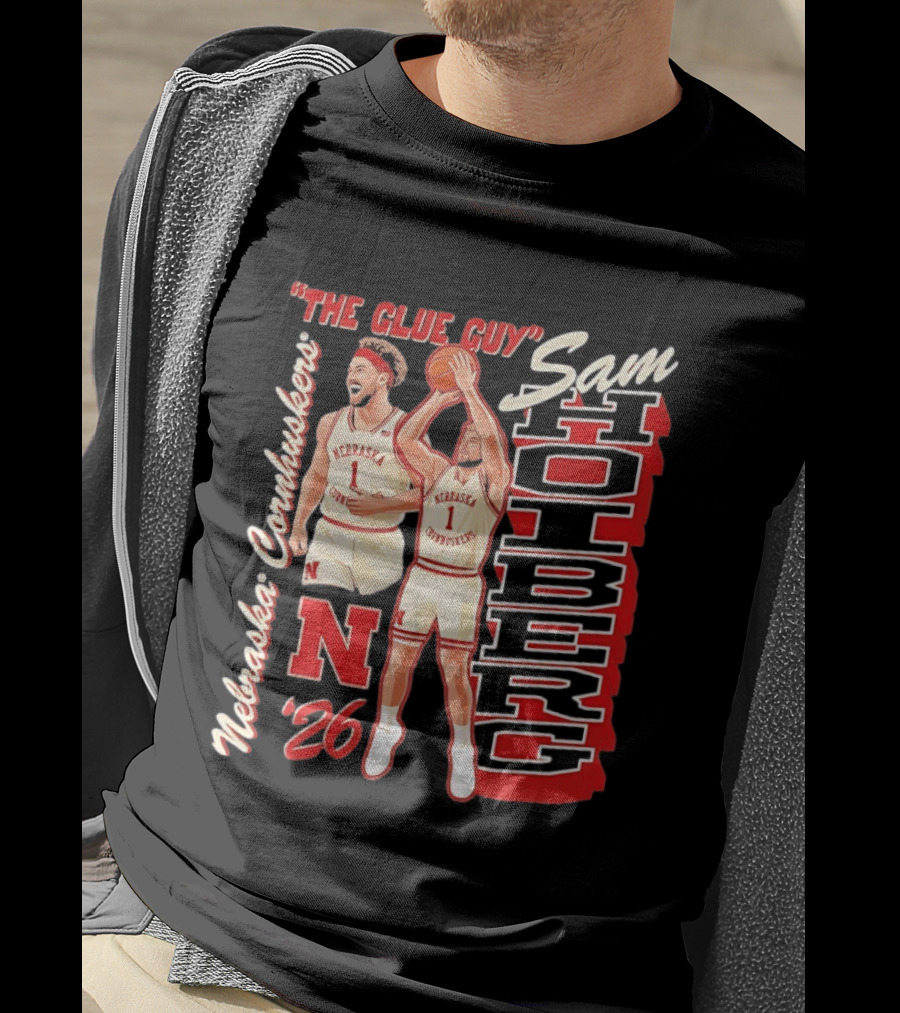 Nebraska Cornhuskers Sam Holberg The Glue Guy Basketball '26 T-Shirt