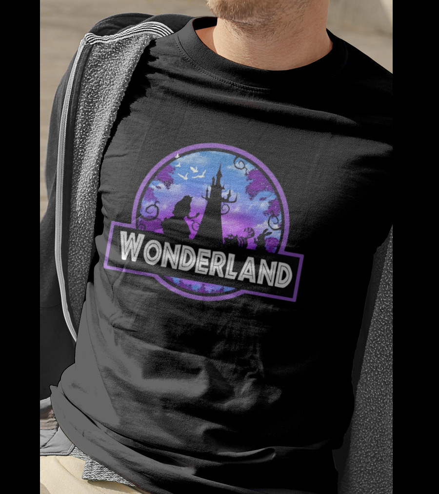 Alice Wonderland Adventure Silhouette Tower Fantasy Scene T-Shirt