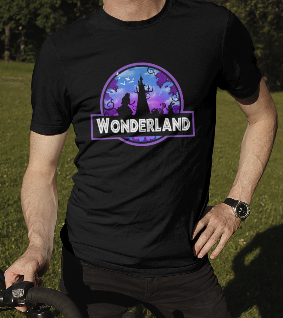 Alice Wonderland Adventure Silhouette Tower Fantasy Scene T-Shirt