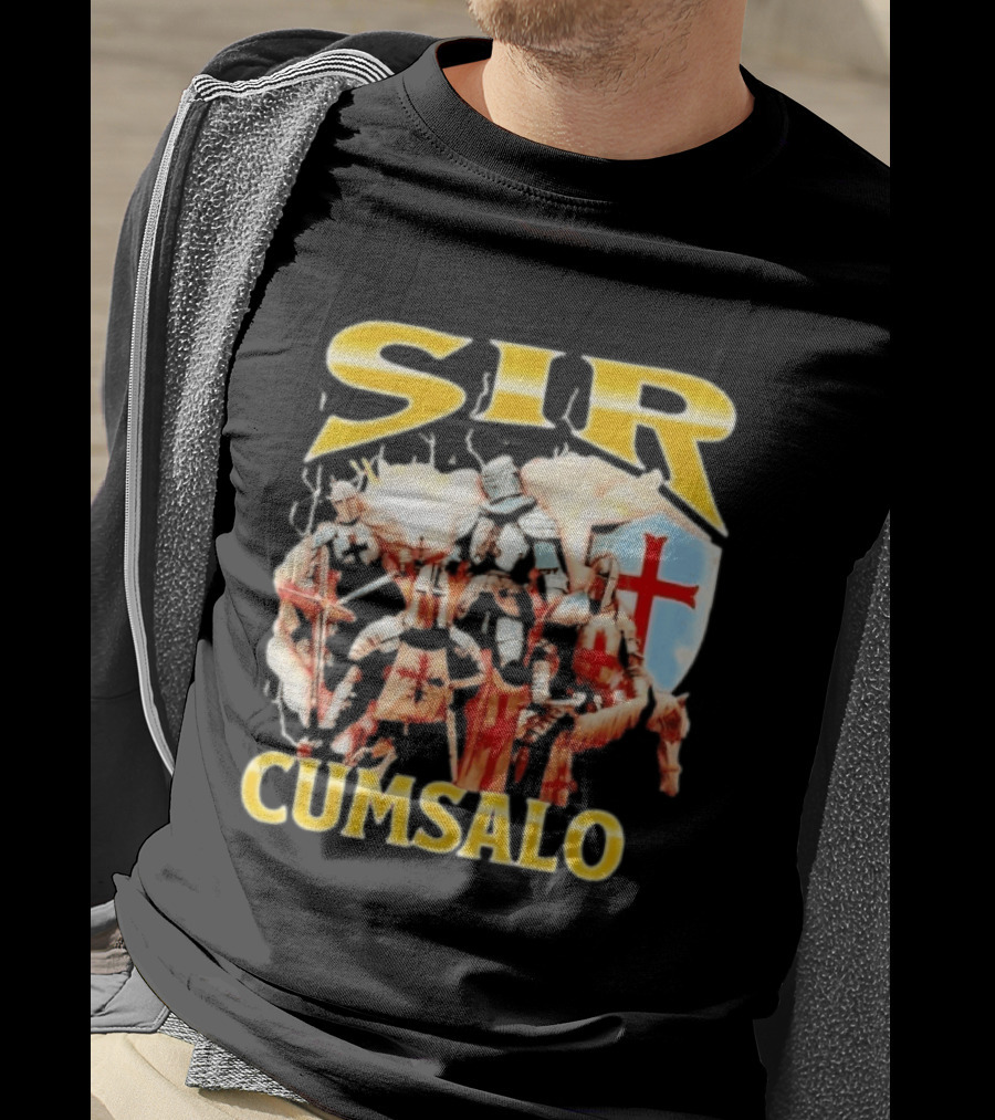 Sir Cumsalo Medieval Crusader Knights With Shield And Cross T-Shirt