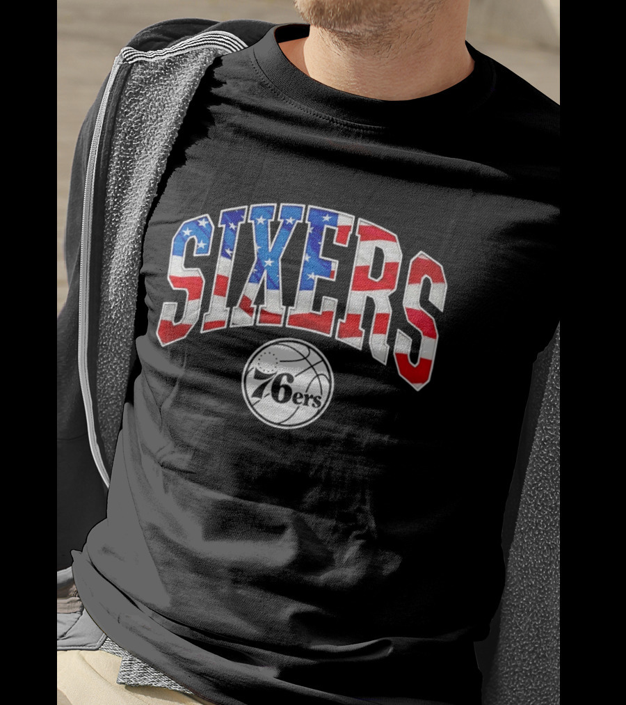 Philadelphia 76ers Sixers American Flag NBA Basketball T-Shirt
