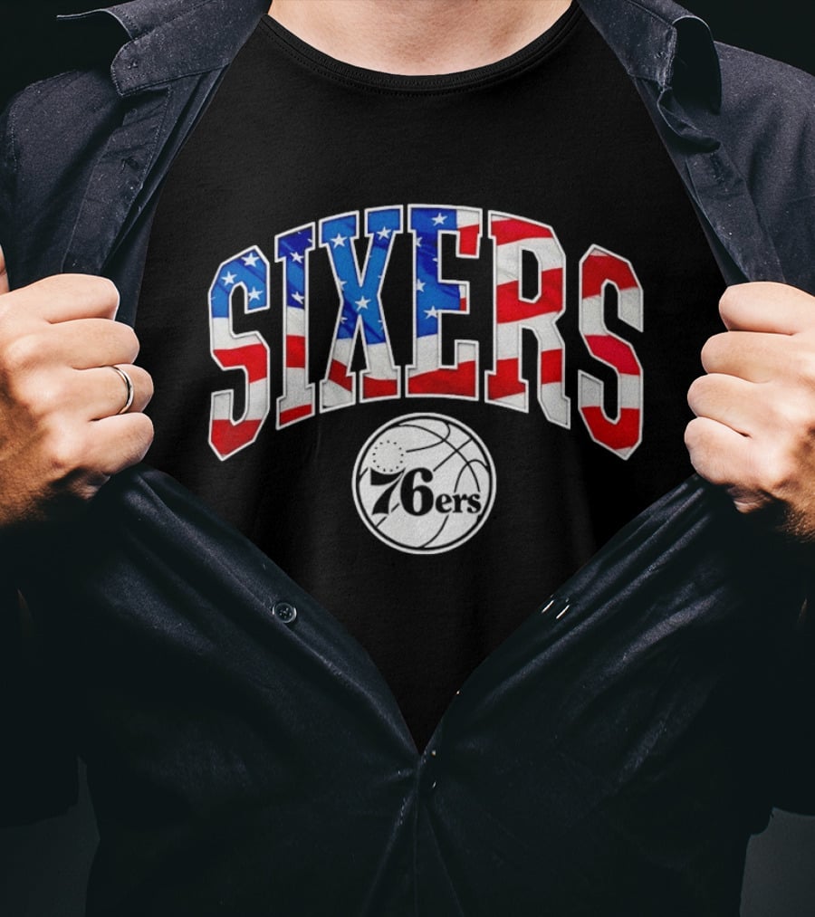 Philadelphia 76ers Sixers American Flag NBA Basketball T-Shirt