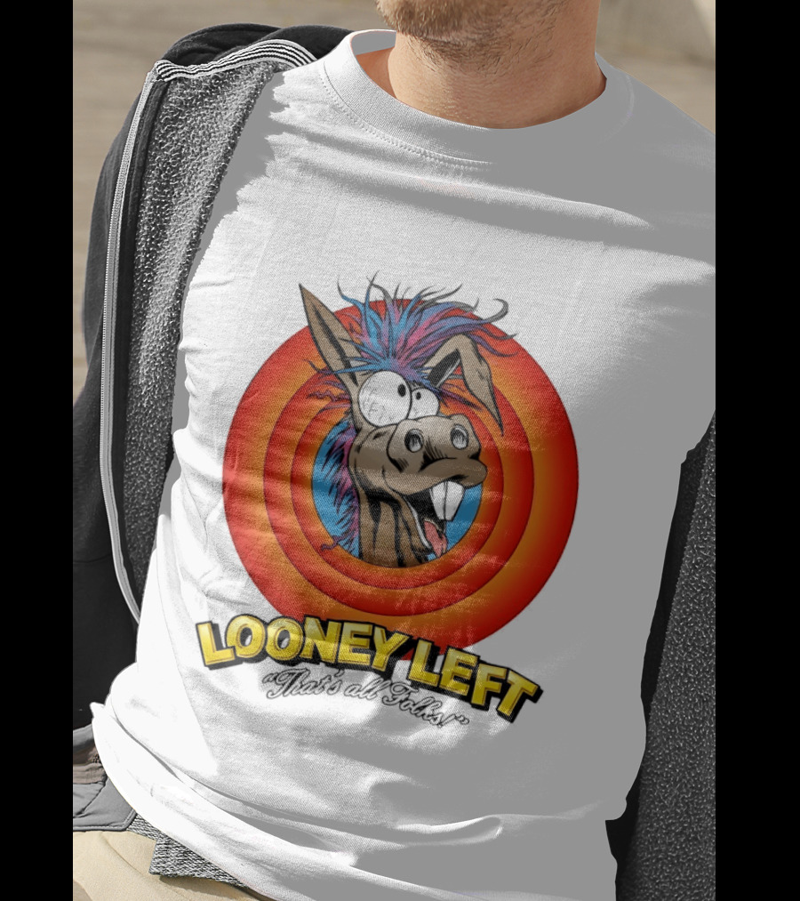 Looney Left That's All Folks Crazy Donkey Cartoon T-Shirt