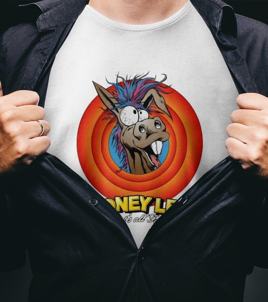 Looney Left That's All Folks Crazy Donkey Cartoon T-Shirt