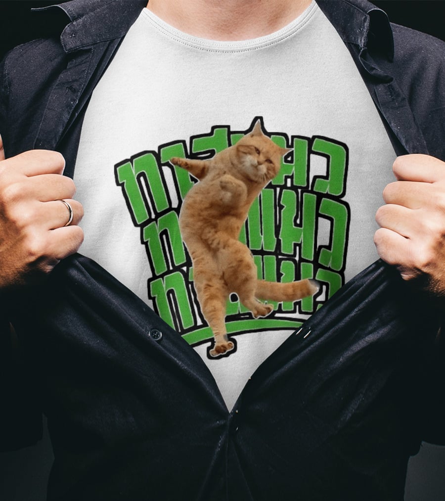 Cat Martial Arts Dance Hebrew T-Shirt