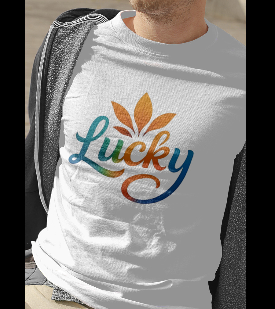 Lucky Colorful Leaves Blue And Orange Gradient T-Shirt
