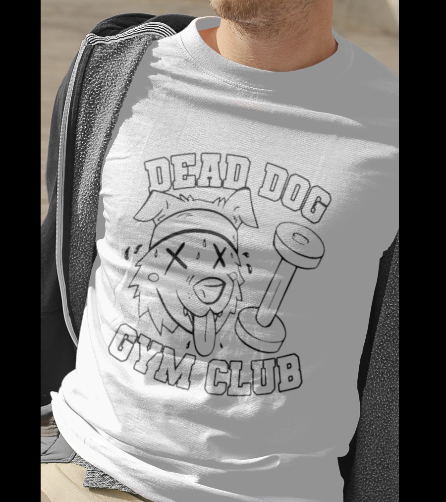 Dead Dog Gym Club Funny Workout Dog With Dumbbell T-Shirt