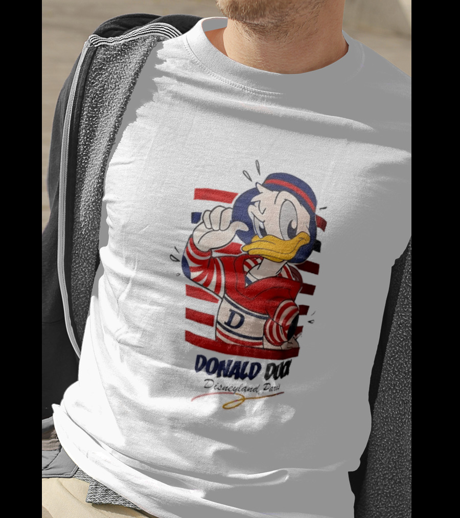 Donald Duck Disneyland Paris Red And White Striped Outfit T-Shirt