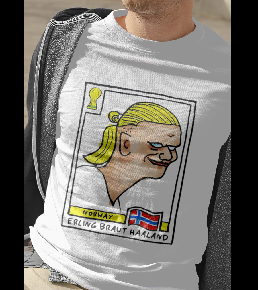 Norway Erling Braut Haaland Caricature Football Trading Card T-Shirt