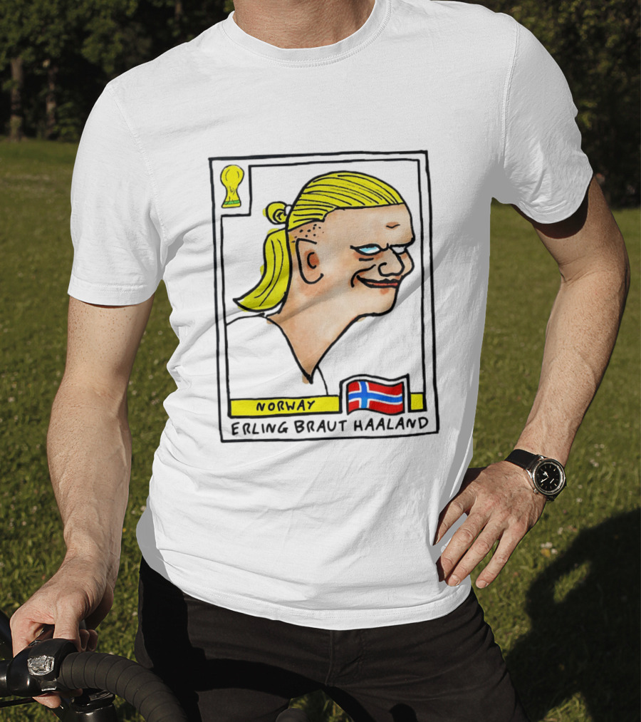 Norway Erling Braut Haaland Caricature Football Trading Card T-Shirt