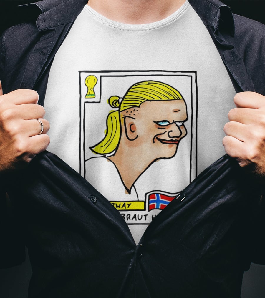Norway Erling Braut Haaland Caricature Football Trading Card T-Shirt
