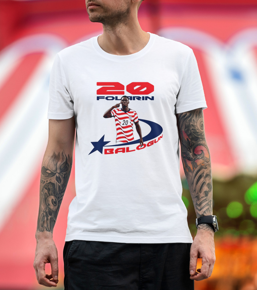 Folarin Balogun 20 Striped United States Soccer Team Star T-Shirt