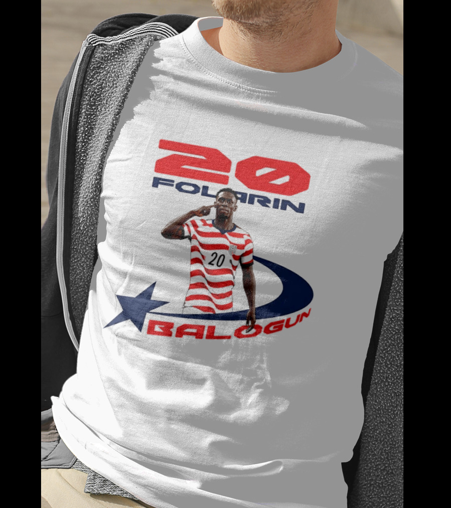 Folarin Balogun 20 Striped United States Soccer Team Star T-Shirt